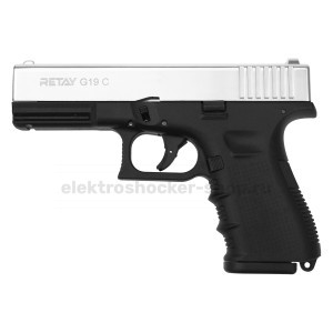 СХП Охолощенный пистолет Retay G19C Glock, кал. 9 мм, никель СХП Охолощенный пистолет Retay G19C Glock, кал. 9 мм, никель